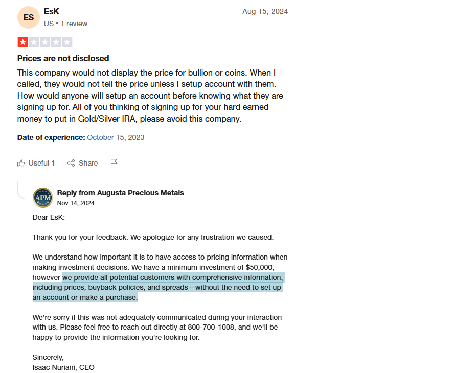 Augusta Precious Metals Complaint 1