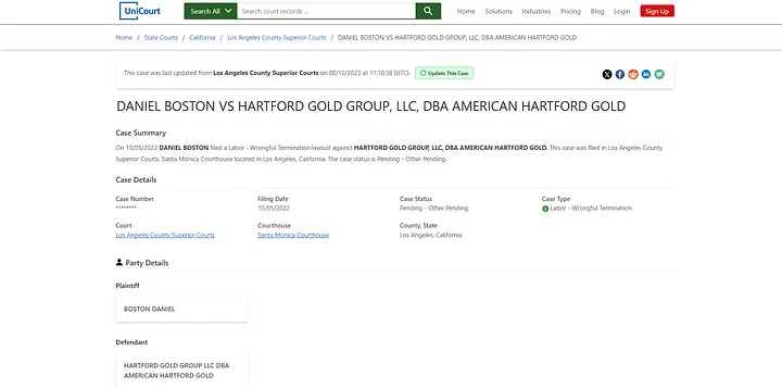 Hartford Gold vs Daniel Boston